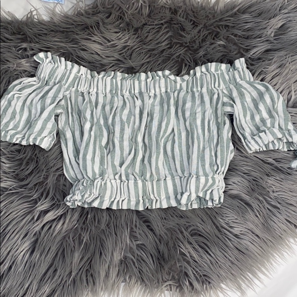 Striped off shoulder crop top